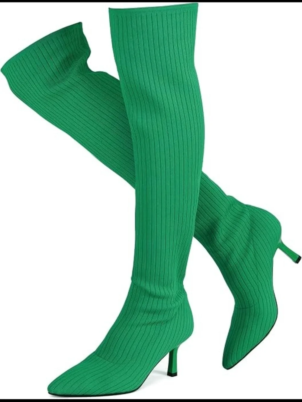 Flirty Kelly Green Over-the-Knee Stretch Sock Boots